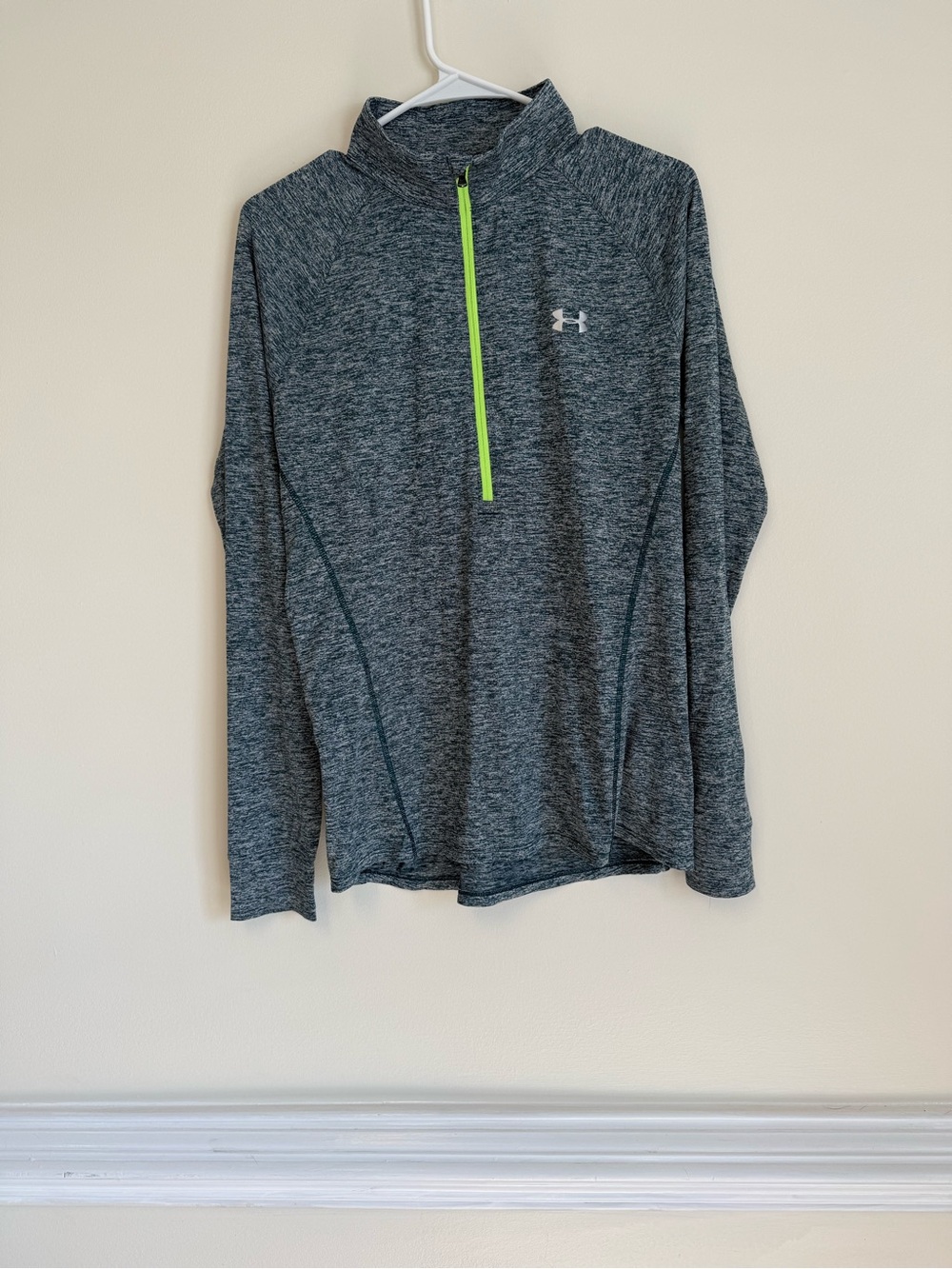 Under Armour Women’s Dark Gray Heather Quarter-Zip with Neon Yellow Zip